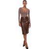 imageINLYRIC Womens Natrelax V Neck Long Sleeve Bodysuit Sexy Thong Body suits Tops Double LinedBrown Purple