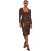 imageINLYRIC Womens Natrelax V Neck Long Sleeve Bodysuit Sexy Thong Body suits Tops Double LinedTaupe