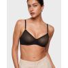 imageINLYRIC Womens Sheer Demi Balconette Bra  Sexy Mesh Unlined Underwire See Through Demi BrasBlack