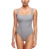 imageINLYRIC Womens Inbarely Square Neck Thong Bodysuit Sleeveless Tank Tops Slimming Backless Camisole for Going OutNeutral Gray