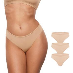 imageINLYRIC Womens Inbarely Soft Underwear  Cheeky Bikini High Cut Tagless Sexy Stretch Breathable Womens Panties 3 PackWarm Beige 3pack