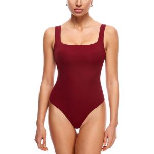 imageINLYRIC Womens Inbarely Square Neck Thong Bodysuit Sleeveless Tank Tops Slimming Backless Camisole for Going OutAndorra