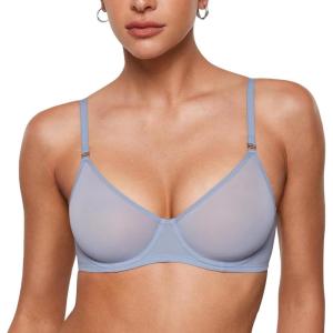 imageINLYRIC Womens Sheer Demi Balconette Bra  Sexy Mesh Unlined Underwire See Through Demi BrasMoonlight Blue