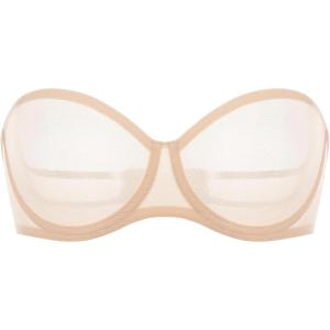 imageINLYRIC Womens Sheer Strapless Bras Mesh Sexy Unlined Plus Size See Through Bra Underwire Demi Mesh Non PaddedBeige  Size Up in Both the Band and Cup