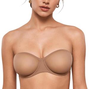 imageINLYRIC Womens Sheer Strapless Bras Mesh Sexy Unlined Plus Size See Through Bra Underwire Demi Mesh Non PaddedGravel Beige  Size Up in Both the Band and Cup