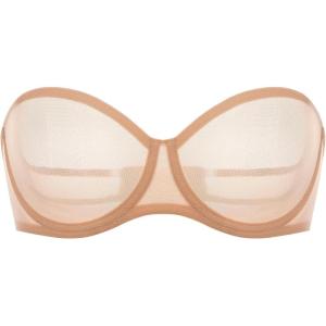 imageINLYRIC Womens Sheer Strapless Bras Mesh Sexy Unlined Plus Size See Through Bra Underwire Demi Mesh Non PaddedWarm Beige  Size Up in Both the Band and Cup