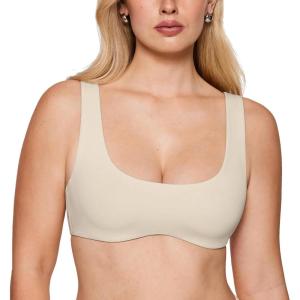 imageINLYRIC Womens Natrelax Bralette with Support Double Lined Seamless Sexy Sports Bras for Low Impact YogaMilky White