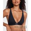 imageINLYRIC Womens Cotton Plunge Bralette  Sexy Unlined Triangle Breathable Wireless Stretch No Padding Deep V BraBlack