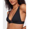 imageINLYRIC Womens Cotton Plunge Bralette  Sexy Unlined Triangle Breathable Wireless Stretch No Padding Deep V BraBlack