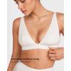 imageINLYRIC Womens Cotton Plunge Bralette  Sexy Unlined Triangle Breathable Wireless Stretch No Padding Deep V BraIceland White