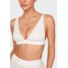 imageINLYRIC Womens Cotton Plunge Bralette  Sexy Unlined Triangle Breathable Wireless Stretch No Padding Deep V BraIceland White