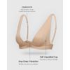 imageINLYRIC Womens Cotton Plunge Bralette  Sexy Unlined Triangle Breathable Wireless Stretch No Padding Deep V BraNatural