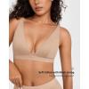 imageINLYRIC Womens Cotton Plunge Bralette  Sexy Unlined Triangle Breathable Wireless Stretch No Padding Deep V BraNatural