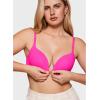 imageINLYRIC Womens Push Up Bra Front Closure Bras Supportive Tshirt Demi Plunge Underwire Bra Inbarely Plus CollectionRose Shocking