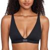 imageINLYRIC Womens Cotton Plunge Bralette  Sexy Unlined Triangle Breathable Wireless Stretch No Padding Deep V BraBlack