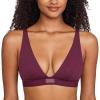 imageINLYRIC Womens Cotton Plunge Bralette  Sexy Unlined Triangle Breathable Wireless Stretch No Padding Deep V BraGrape Wine