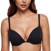 imageINLYRIC Womens Push Up Bra Front Closure Bras Supportive Tshirt Demi Plunge Underwire Bra Inbarely Plus CollectionBlack