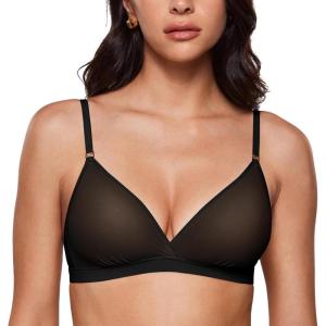 imageINLYRIC Womens Cosnufy Sheer Triangle Bralettes  Unlined Mesh Sexy Comfortable No Padding Bras No UnderwireBlack