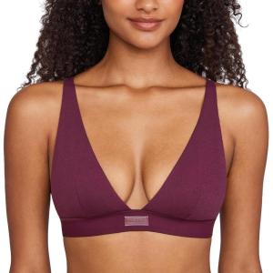 imageINLYRIC Womens Cotton Plunge Bralette  Sexy Unlined Triangle Breathable Wireless Stretch No Padding Deep V BraGrape Wine