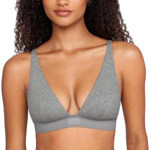 imageINLYRIC Womens Cotton Plunge Bralette  Sexy Unlined Triangle Breathable Wireless Stretch No Padding Deep V BraHeather Carbon