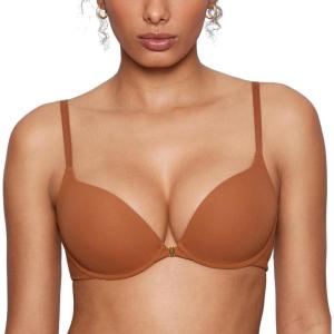 imageINLYRIC Womens Push Up Bra Front Closure Bras Supportive Tshirt Demi Plunge Underwire Bra Inbarely Plus CollectionBronze Beige