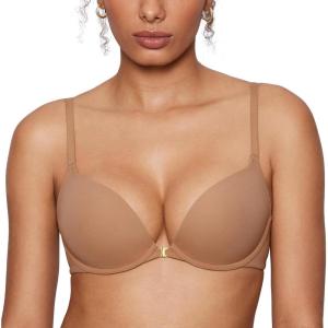 imageINLYRIC Womens Push Up Bra Front Closure Bras Supportive Tshirt Demi Plunge Underwire Bra Inbarely Plus CollectionGravel Beige