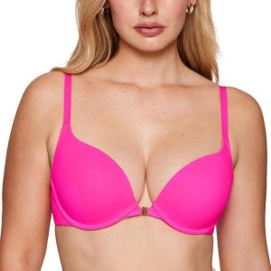 imageINLYRIC Womens Push Up Bra Front Closure Bras Supportive Tshirt Demi Plunge Underwire Bra Inbarely Plus CollectionRose Shocking