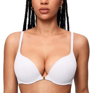 imageINLYRIC Womens Push Up Bra Front Closure Bras Supportive Tshirt Demi Plunge Underwire Bra Inbarely Plus CollectionWhite