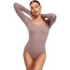 imageINLYRIC Womens Long Sleeve Sleeveless Scoop Square Neck Bodysuit Ribbed Tank Tops Slimming Body Suits JumpsuitsArgyle Purple