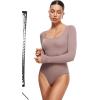 imageINLYRIC Womens Long Sleeve Sleeveless Scoop Square Neck Bodysuit Ribbed Tank Tops Slimming Body Suits JumpsuitsArgyle Purple