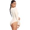 imageINLYRIC Womens Long Sleeve Sleeveless Scoop Square Neck Bodysuit Ribbed Tank Tops Slimming Body Suits JumpsuitsCreamywhite