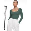 imageINLYRIC Womens Long Sleeve Sleeveless Scoop Square Neck Bodysuit Ribbed Tank Tops Slimming Body Suits JumpsuitsMidnight Emerald