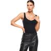 imageINLYRIC Womens Natrelax Sexy V Neck Bodysuit Double Lined Slimming Sleeveless Tank Tops Bodysuits for Going OutBlack