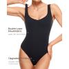 imageINLYRIC Womens Natrelax Sexy V Neck Bodysuit Double Lined Slimming Sleeveless Tank Tops Bodysuits for Going OutBlack