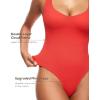 imageINLYRIC Womens Natrelax Sexy V Neck Bodysuit Double Lined Slimming Sleeveless Tank Tops Bodysuits for Going OutDark Red