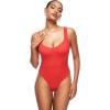 imageINLYRIC Womens Natrelax Sexy V Neck Bodysuit Double Lined Slimming Sleeveless Tank Tops Bodysuits for Going OutDark Red