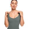 imageINLYRIC Womens Natrelax Sexy V Neck Bodysuit Double Lined Slimming Sleeveless Tank Tops Bodysuits for Going OutGrey Sage