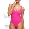imageINLYRIC Womens Natrelax Sexy V Neck Bodysuit Double Lined Slimming Sleeveless Tank Tops Bodysuits for Going OutHot Pink