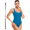 imageINLYRIC Womens Natrelax Sexy V Neck Bodysuit Double Lined Slimming Sleeveless Tank Tops Bodysuits for Going OutSupersonic Blue