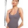 imageINLYRIC Womens Natrelax Sexy V Neck Bodysuit Double Lined Slimming Sleeveless Tank Tops Bodysuits for Going OutTornado Grey