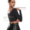 imageINLYRIC Womens Natrelax Square Neck Long Sleeve Crop Top Sexy Slim Fitted Basic Stretchy T Shirts TopsBlack