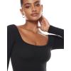 imageINLYRIC Womens Natrelax Square Neck Long Sleeve Crop Top Sexy Slim Fitted Basic Stretchy T Shirts TopsBlack