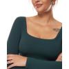 imageINLYRIC Womens Natrelax Square Neck Long Sleeve Crop Top Sexy Slim Fitted Basic Stretchy T Shirts TopsForest Dark Green