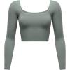 imageINLYRIC Womens Natrelax Square Neck Long Sleeve Crop Top Sexy Slim Fitted Basic Stretchy T Shirts TopsGrey Sage