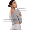 imageINLYRIC Womens Natrelax Square Neck Long Sleeve Crop Top Sexy Slim Fitted Basic Stretchy T Shirts TopsGull Gray