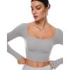 imageINLYRIC Womens Natrelax Square Neck Long Sleeve Crop Top Sexy Slim Fitted Basic Stretchy T Shirts TopsGull Gray