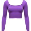 imageINLYRIC Womens Natrelax Square Neck Long Sleeve Crop Top Sexy Slim Fitted Basic Stretchy T Shirts TopsRoyal Lilac