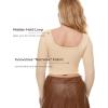 imageINLYRIC Womens Natrelax Square Neck Long Sleeve Crop Top Sexy Slim Fitted Basic Stretchy T Shirts TopsTan Milkshake