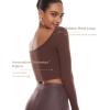 imageINLYRIC Womens Natrelax Square Neck Long Sleeve Crop Top Sexy Slim Fitted Basic Stretchy T Shirts TopsTaupe