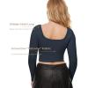 imageINLYRIC Womens Natrelax Square Neck Long Sleeve Crop Top Sexy Slim Fitted Basic Stretchy T Shirts TopsTwilight Blue